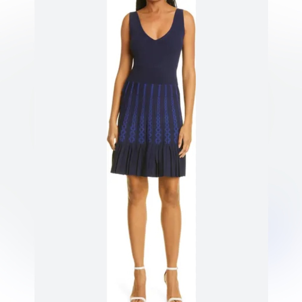 Ted Baker Julote Flippy Knit Skater Dress Navy Blue size 0